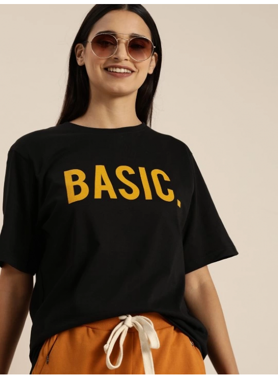 Kadın Kısa Kol Yazlık Tişört Bisiklet Yaka BASIC Baskılı T-Shirt - Siyah Kadın Kısa Kol Yazlık Tişört Bisiklet Yaka BASIC Baskılı T-Shirt - Siyah