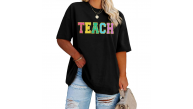 Kadın Baskılı T-Shirt Kısa Kol Bisiklet Yaka Oversize Rahat Kalıp Tişört - Siyah Kadın Baskılı T-Shirt Kısa Kol Bisiklet Yaka Oversize Rahat Kalıp Tişört - Siyah