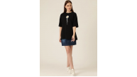 Kadın Papatya Baskılı T-Shirt Kısa Kol Bisiklet Yaka Oversize Tişört - Siyah Kadın Papatya Baskılı T-Shirt Kısa Kol Bisiklet Yaka Oversize Tişört - Siyah