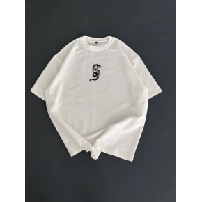 Erkek Ön ve Arka Baskılı T-Shirt Kısa Kol Bisiklet Yaka Regular Fit Tişört -  Beyaz