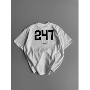 Erkek Ön ve Arka Baskılı T-Shirt Kısa Kol Bisiklet Yaka Regular Fit Tişört - Beyaz