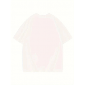 Kadın T-shirt Eğlenceli Harf NY Baskılı Bisiklet Yaka Tişört - Beyaz