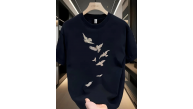 Erkek Özgür Kuşlar Baskılı Tişört Yazlık Bisiklet Yaka Kısa Kol T-Shirt - Beyaz