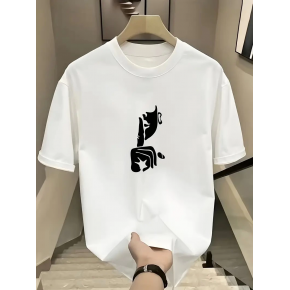 Kadın T-Shirt Bisiklet Yaka Kısa kol Baskılı tişört - Beyaz