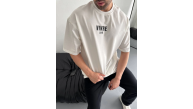 Erkek Ön ve Arka Baskılı T-Shirt Kısa Kol Bisiklet Yaka Regular Fit Tişört - Beyaz Erkek Ön ve Arka Baskılı T-Shirt Kısa Kol Bisiklet Yaka Regular Fit Tişört - Beyaz