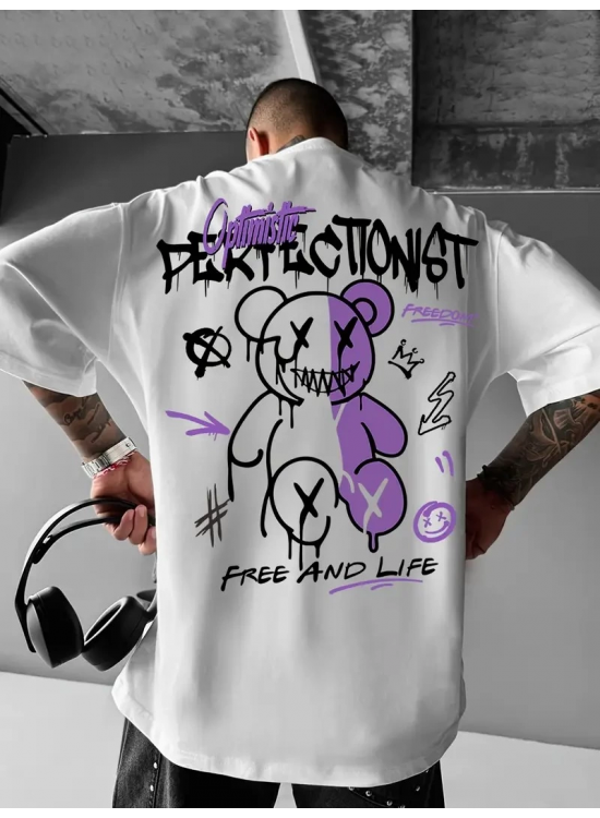 Erkek Tişört Baskılı Bisiklet Yaka Kısa kol t-shirt - Beyaz Erkek Tişört Baskılı Bisiklet Yaka Kısa kol t-shirt - Beyaz