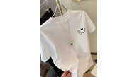 Kadın Gülücük Baskılı Tişört Kısa Kol Bisiklet Yaka Oversize T-Shirt - Beyaz Kadın Gülücük Baskılı Tişört Kısa Kol Bisiklet Yaka Oversize T-Shirt - Beyaz