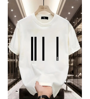 Kadın Kısa Kol Yazlık Tişört Bisiklet Yaka Baskılı Oversize T-Shirt - Beyaz