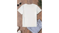 Kadın Tişört fiyonk baskılı Bisiklet yaka yazlık Kısa Kol oversize t-shirt - Beyaz Kadın Tişört fiyonk baskılı Bisiklet yaka yazlık Kısa Kol oversize t-shirt - Beyaz