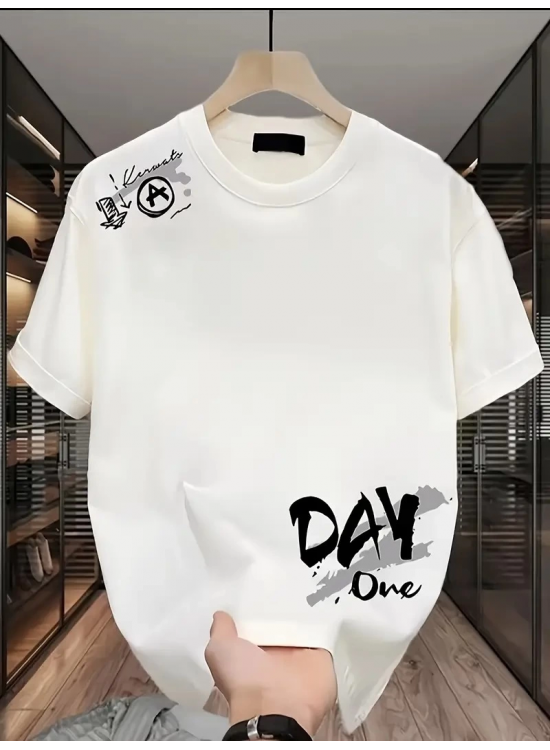 Kadın Kısa Kol Yazlık Tişört Bisiklet Yaka Baskılı Oversize T-Shirt - Beyaz Kadın Kısa Kol Yazlık Tişört Bisiklet Yaka Baskılı Oversize T-Shirt - Beyaz