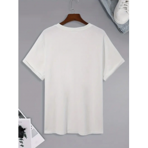 Erkek Tişört Palmiye Baskılı Bisiklet Yaka Kısa Kol T-Shirt - Beyaz