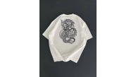 Erkek Ön ve Arka Baskılı T-Shirt Kısa Kol Bisiklet Yaka Regular Fit Tişört - Beyaz Erkek Ön ve Arka Baskılı T-Shirt Kısa Kol Bisiklet Yaka Regular Fit Tişört - Beyaz