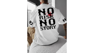 ERKEK T-Shirt No Risk No Story Baskılı Bisiklet Yaka Tişört - Beyaz ERKEK T-Shirt No Risk No Story Baskılı Bisiklet Yaka Tişört - Beyaz