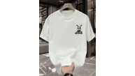 Erkek T-shirt Tavşan Baskılı Kısa Kollu Tişört - Beyaz Erkek T-shirt Tavşan Baskılı Kısa Kollu Tişört - Beyaz
