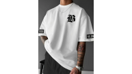 Erkek LB Baskılı Tişört Bisiklet Yaka Kısa Kol T-shirt - Beyaz Erkek LB Baskılı Tişört Bisiklet Yaka Kısa Kol T-shirt - Beyaz