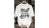 Erkek Kısa Kol Yazlık Tişört Bisiklet Yaka Baskılı Oversize T-Shirt - Beyaz Erkek Kısa Kol Yazlık Tişört Bisiklet Yaka Baskılı Oversize T-Shirt - Beyaz
