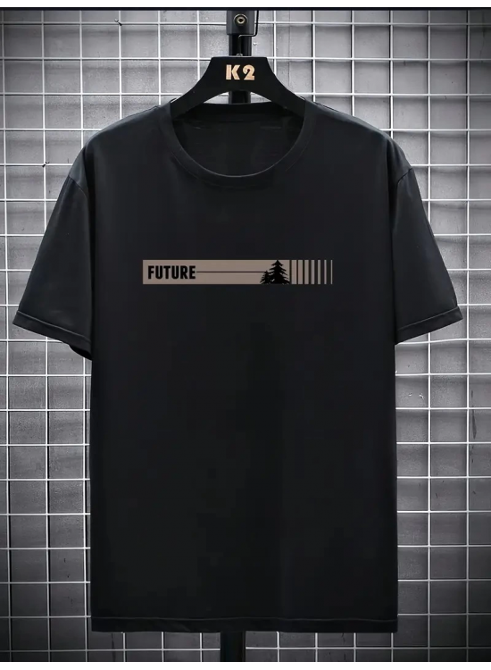 Erkek Tişört FUTRE Baskılı Kısa Kol Bisiklet Yaka T-shirt - Siyah Erkek Tişört FUTRE Baskılı Kısa Kol Bisiklet Yaka T-shirt - Siyah