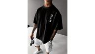 Erkek T-Shirt Sokak Stili Baskılı Kısa kol Tişört - Siyah Erkek T-Shirt Sokak Stili Baskılı Kısa kol Tişört - Siyah