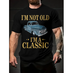 Erkek Tişört Araba Baskılı Kısa kol t-shirt - Siyah