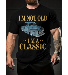 Erkek Tişört Araba Baskılı Kısa kol t-shirt - Siyah