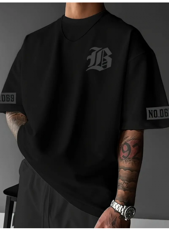 Erkek Baskılı T-Shirt Kısa Kol Bisiklet Yaka Regular Fit Yazlık Tişört - Siyah Erkek Baskılı T-Shirt Kısa Kol Bisiklet Yaka Regular Fit Yazlık Tişört - Siyah