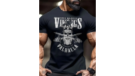 Erkek Ön ve Arka Baskılı T-Shirt Kısa Kol Bisiklet Yaka Regular Fit Tişört - Siyah