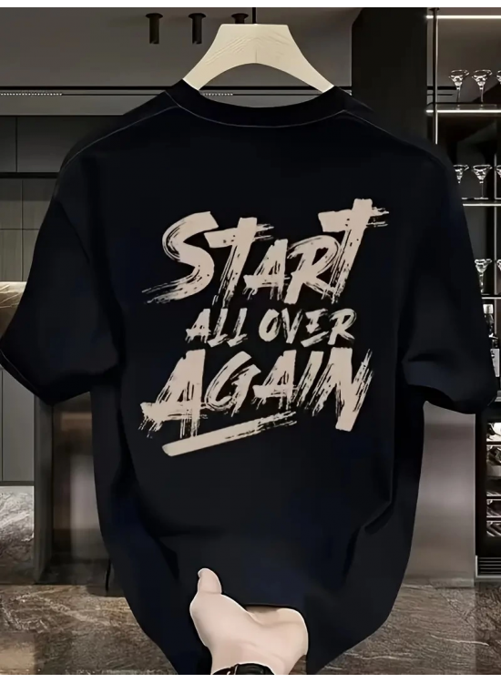 Erkek Kısa Kol Yazlık Tişört Bisiklet Yaka Baskılı Oversize T-Shirt - Siyah Erkek Kısa Kol Yazlık Tişört Bisiklet Yaka Baskılı Oversize T-Shirt - Siyah