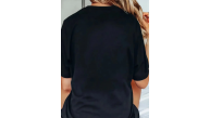 Kadın Kısa Kol Yazlık Tişört Bisiklet Yaka Baskılı Oversize T-Shirt - Siyah Kadın Kısa Kol Yazlık Tişört Bisiklet Yaka Baskılı Oversize T-Shirt - Siyah