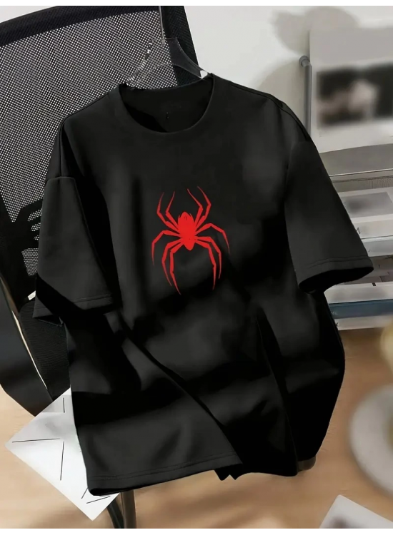 Kadın Kısa Kol Yazlık Tişört Bisiklet Yaka Spider Baskılı T-Shirt - Siyah Kadın Kısa Kol Yazlık Tişört Bisiklet Yaka Spider Baskılı T-Shirt - Siyah