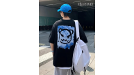 ERKEK  Tişört Bisiklet Yaka Kore tarzı baskı Kısa Kol t-shirt - Siyah