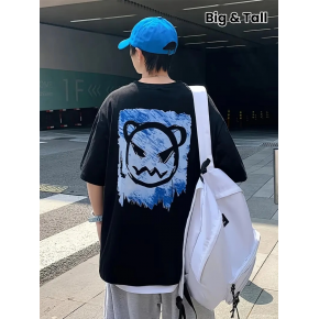 ERKEK  Tişört Bisiklet Yaka Kore tarzı baskı Kısa Kol t-shirt - Siyah