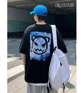 ERKEK  Tişört Bisiklet Yaka Kore tarzı baskı Kısa Kol t-shirt - Siyah