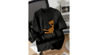 Kadın Tişört Ayı Baskılı Bisiklet Yaka Yazlık Kısa Kol T-shirt - Siyah Kadın Tişört Ayı Baskılı Bisiklet Yaka Yazlık Kısa Kol T-shirt - Siyah
