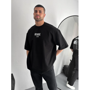 Erkek Ön ve Arka Baskılı T-Shirt Kısa Kol Bisiklet Yaka Regular Fit Tişört -  Siyah