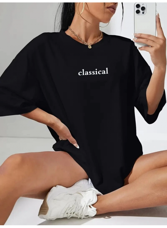 Kadın T-shirt Penye Compack Classical Baskılı Kısa kol Tişört - Siyah Kadın T-shirt Penye Compack Classical Baskılı Kısa kol Tişört - Siyah