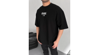 Erkek Ön ve Arka Baskılı T-Shirt Kısa Kol Bisiklet Yaka Regular Fit Tişört - Siyah Erkek Ön ve Arka Baskılı T-Shirt Kısa Kol Bisiklet Yaka Regular Fit Tişört - Siyah