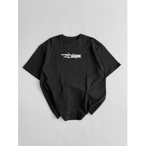 Erkek Ön ve Arka Baskılı T-Shirt Kısa Kol Bisiklet Yaka Regular Fit Tişört - Siyah