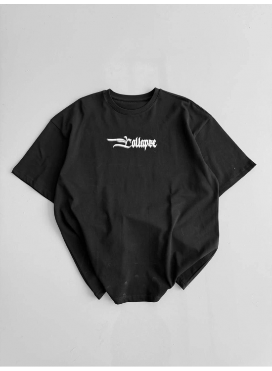 Erkek Ön ve Arka Baskılı T-Shirt Kısa Kol Bisiklet Yaka Regular Fit Tişört - Siyah Erkek Ön ve Arka Baskılı T-Shirt Kısa Kol Bisiklet Yaka Regular Fit Tişört - Siyah