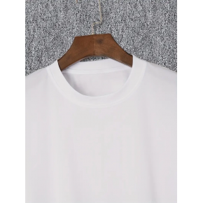 Erkek Baskılı T-Shirt Kısa Kol Bisiklet Yaka Regular Fit Rahat Kalıp Günlük Tişört - Beyaz