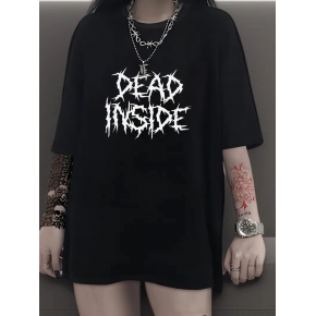 Kadın T-shirt Bisiklet Yaka Oversize Kısa Kollu Tişört - Siyah