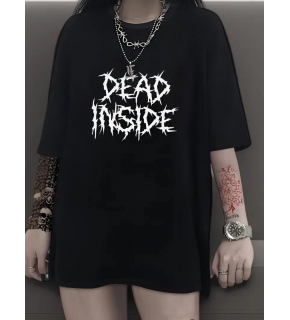 Kadın T-shirt Bisiklet Yaka Oversize Kısa Kollu Tişört - Siyah