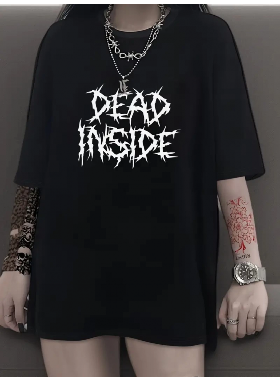 Kadın T-shirt Bisiklet Yaka Oversize Kısa Kollu Tişört - Siyah Kadın T-shirt Bisiklet Yaka Oversize Kısa Kollu Tişört - Siyah