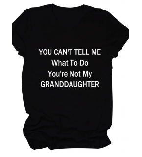 Kadın Baskılı Tişört Kısa Kol Bisiklet Yaka T-shirt - Siyah