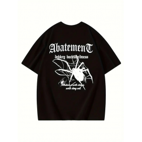 Kadın Tişört Örümcek Baskılı Bisiklet Yaka T-shirt - Siyah