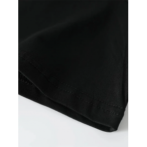 Erkek Kısa Kol Yazlık Tişört Bisiklet Yaka Baskılı Oversize T-Shirt - Siyah