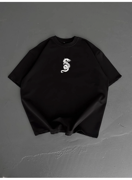 Erkek Ön ve Arka Baskılı T-Shirt Kısa Kol Bisiklet Yaka Regular Fit Tişört - Siyah Erkek Ön ve Arka Baskılı T-Shirt Kısa Kol Bisiklet Yaka Regular Fit Tişört - Siyah