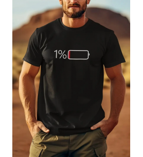 Erkek Sarj %1 Baskılı T-Shirt Kısa Kol Bisiklet Yaka Regular Fit Tişört - - Siyah