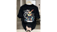 Erkek T-shirt Tavşan Baskılı Kısa Kollu Tişört - Siyah Erkek T-shirt Tavşan Baskılı Kısa Kollu Tişört - Siyah