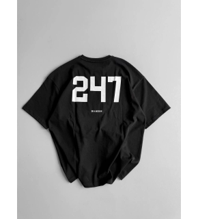 Erkek Ön ve Arka Baskılı T-Shirt Kısa Kol Bisiklet Yaka Regular Fit Tişört -  Siyah