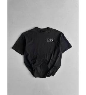 Erkek Baskılı T-Shirt Kısa Kol Bisiklet Yaka Regular Fit Yazlık Tişört - Siyah
